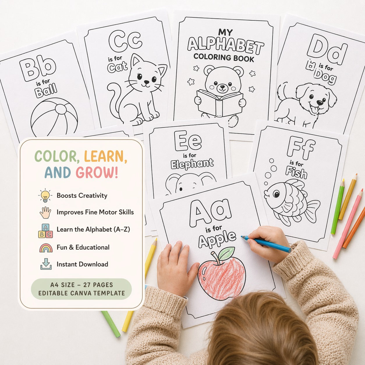 Baby & Toddler Coloring Book PDF | Printable First Coloring Book for Kids